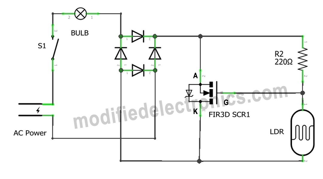 Automatic Garden Light Circuit Using LDR & FIR3D SCR