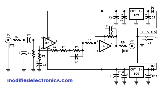 Modular Phono Preamplifier Circuit using LM833